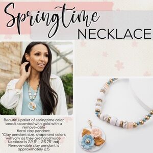 PLUNDER “SPRINGTIME” STATEMENT NECKLACE HANDMADE W/CLAY PENDANT-BRAND NEW in box